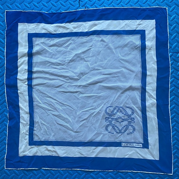 Loewe Accessories - LOEWE blue and white silk scarf